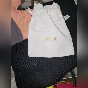 Dior White Pouch with Gold Logo Dust Bag Or Jewelry Pouch